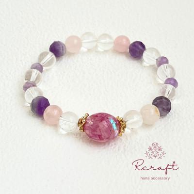 ふるさと納税 長岡京市 桜のモチーフ×天然石ブレスレット