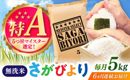 【全6回定期便】さがびより 無洗米 5kg / 九州産 無洗 / 佐賀県 [41ANAD019]