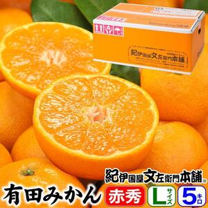 ブランド有田みかん［Ｌサイズ］秀品5kg／産地直送／薄皮で甘い美味しい和歌山県産／紀伊国屋文左衛門本舗