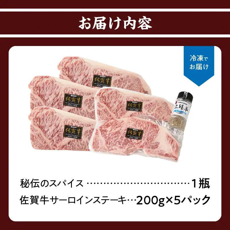 佐賀牛サーロインステーキ 1kg（秘伝のスパイス付き）／ サーロイン【B241】