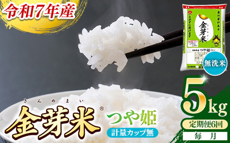 【定期便】BG無洗米・金芽米つや姫 5kg×6ヵ月 （毎月）計量カップ無し 令和7年産 6ヶ月 計30kg 東洋ライス 健康 島根県 安来市 【価格改定】【90-SS-43-2】