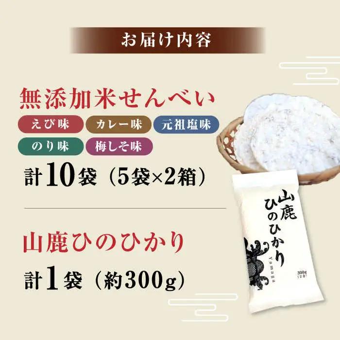 【おつまみにも♪】米せんべい（えび味、カレー味、元祖塩味、のり味、梅しそ味）&amp; ヒノヒカリ【せんべい工房】[ZBQ010]