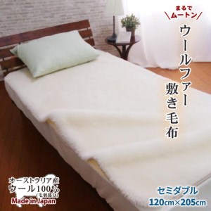 ご家庭で洗える ムートン調 ウールシーツ セミダブル 120cm幅(毛羽部分 ウール100%) [0212]