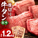 【ふるさと納税】厚切り牛タン塩味1.2kg 牛タン 塩だれ 味付き タン 塩 厚切り 厚切り牛タン タン塩 切り込み 焼くだけ 簡単調理 料理 焼肉 BBQ アウトドア キャンプ グランピング パック 小分け 普段使い 使いやすい 牛肉 肉 お肉 お取り寄せグルメ 宮崎県 宮崎市 送料無料