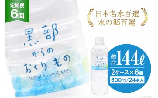 
[№5313-0184]【合計288本】定期便 黒部からのおくりもの 500ml×24本×2ケース×6回 総計144L 水 飲料水 名水 ミネラルウォーター 2個口配送/IAC/富山県 黒部市
