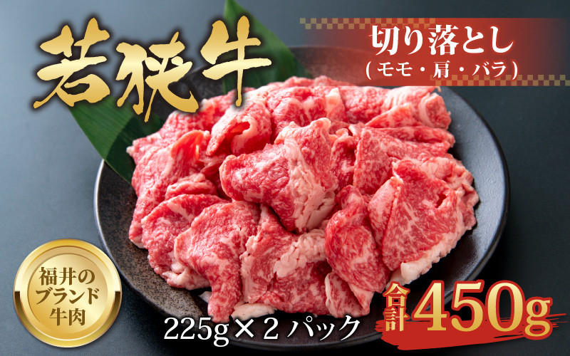 
            【福井のブランド牛肉】若狭牛 切り落とし 225g×2パック 計450g【 モモ・肩・バラ】 [A-058001]
          