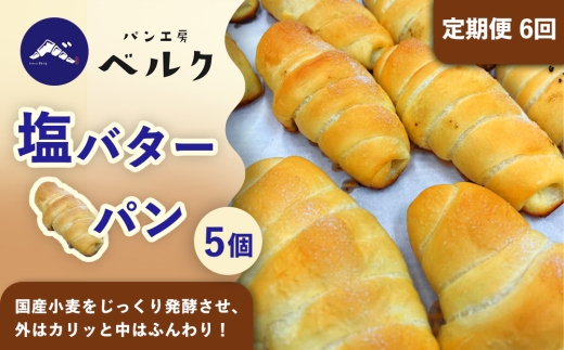 【6回定期便】塩バターパン 5個セット / パンセット 冷凍パン 朝食 おやつ ぱん 菓子パン ベーカリー / 稲沢市 / パン工房ベルク [BMAF023]