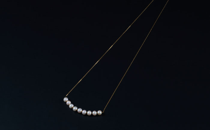 【選べる！】【パールポジションを楽しめる♪】約6.5-7.0mm アコヤ真珠ロングステーションネックレス（ イエローゴールドorプラチナ ）/ 佐賀県 [41AAAA017]