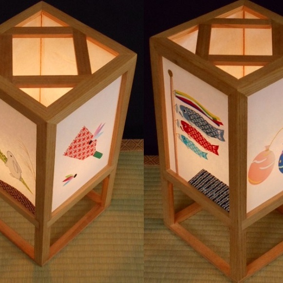 着物生地で作ったおしゃれな行灯 春夏秋冬【あんどん 工芸品 和風 置物 壁飾り インテリア】 099H265