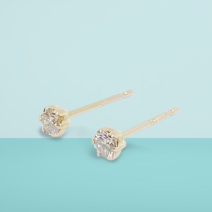 １０金 イエローゴールド製 ダイヤモンド 一粒 スタッドピアス Total 0.10ct 【1449552】
