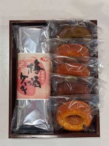 葛城便り　梅酒ケーキ　と　焼ドーナツ　５種　詰め合わせ　地元酒蔵　梅乃宿　の梅酒使用／道の駅　かつらぎ　奈良県　葛城市