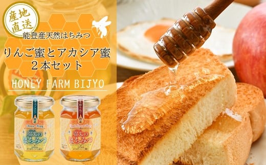 国産はちみつ りんご蜜 アカシア蜜 175g × 2本 セット 非加熱 みつばちファーム眉丈 ハチミツ 国産蜂蜜 国産純粋はちみつ 蜂蜜 はちみつ ハニー honey 人気ハチミツ 純粋はちみつ 林檎 りんご リンゴ 常温 保存 備蓄 防災食 非常食 保存食 産地直送 国産 石川 能登 羽咋 災害 復興 支援 天然はちみつ hatimitu hachimitsu ハニー hani- honey