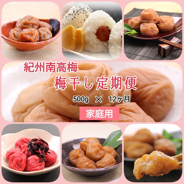 【発送月固定定期便】紀州南高梅 7種の風味 500g×12ヶ月 ご家庭用全12回