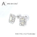 【ふるさと納税】ピアス 計0.5ct ダイヤピアス ARC-EN-CIEL プラチナ バゲットカット ラウンドブリリアントカット 直付けタイプ コンパクト ジュエリー 華やか 鑑別書付き シリコン付きキャッチ プレゼント レディース ギフト 大阪 泉佐野市 送料無料