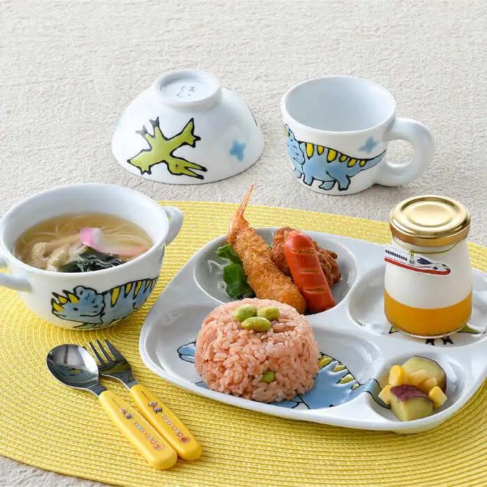 【波佐見焼】子ども食器 4点セット「トリケラトプス」食器 皿【大新窯】[DC131] 波佐見焼