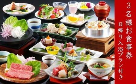京都湯の花温泉 松園荘保津川亭 日帰り入浴付き食事券 3名様 温泉