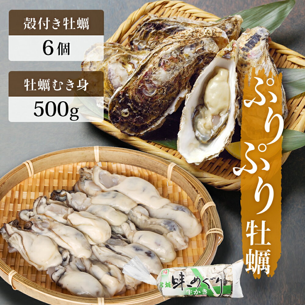 【ふるさと納税】【先行予約】無水生牡蠣 牡蠣 三陸 宮城県産 むき身 500g 殻付き 6個 お楽しみセット 殻付き牡蠣 牡蠣 剥き身 冷蔵 三陸 新鮮 淡水不使用 かき 宮城県 石巻市