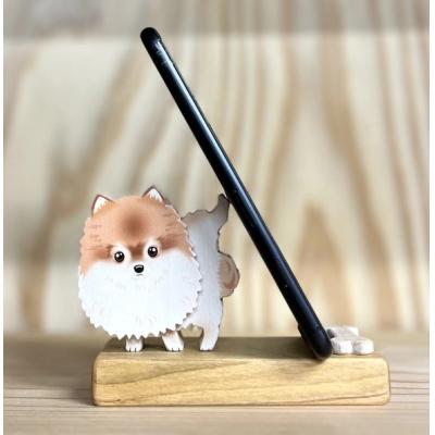 ふるさと納税 佐川町 【ポメラニアン】君は放物線を見たか? 犬のスマートフォンスタンド 木工房ゆうむ