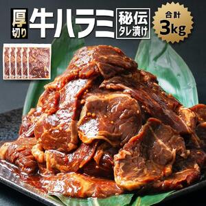 訳あり 厚切り柔らか秘伝の味付き牛ハラミ(サガリ) 3.0kg(600g×5袋※タレ込み) | ハラミ 北海道 牛肉 一人暮らし_01661