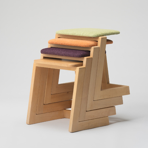ハンの木の家具 スタッキングスツール（布座）オレンジ