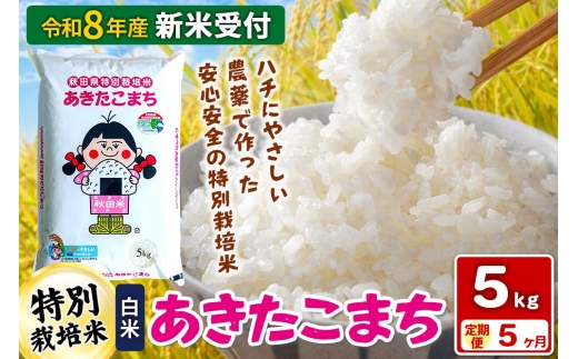 《令和8年産 新米受付》【白米】《定期便5ヶ月》特別栽培米 あきたこまち 5kg 秋田県 横手市 [新米 先行予約 秋田県産 あきたこまち 秋田こまち 米 お米 こめ]