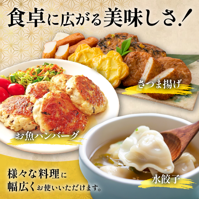 お魚ハンバーグ・お魚水餃子セット(カワノすり身店/010-1988) 鹿児島 魚 魚介 すり身 水餃子 ハンバーグ 練り物 食品添加物不使用 卵不使用 おかず 弁当 惣菜 小分け パック 詰合せ セッ