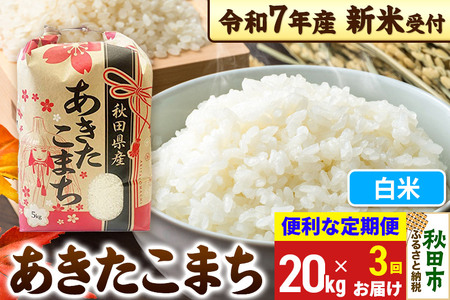 《令和7年産 新米受付》《定期便3ヶ月》 あきたこまち 20kg(5kg×4袋) 【白米】秋田県産 こまちライン