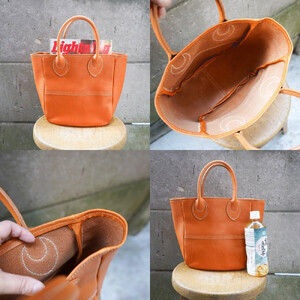 【全6色】栃木レザーのトートバッグ シュリンクタイプ ハンドステッチ ソフトな手触り 小さめトート /Tote bag 03S/チョコ/minca　340