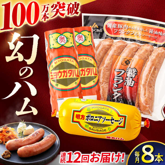 【ふるさと納税】【12回定期便】明方ハム詰め合わせ Bセット / 明方 ハム 厚切り ボロニアソーセージ ハムステーキ 朝食 フランクフルト ウインナー BBQ ソーセージ フランク 箱入り ギフト / 御嵩町 / めぐみの農業協同組合[AVBA008]