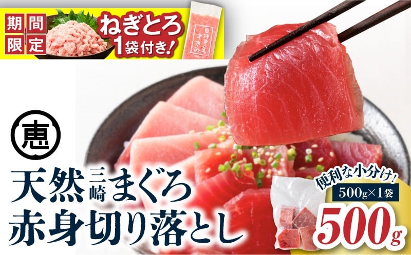 
            【期間限定 ねぎとろ付き】＜選べる＞天然三崎まぐろ 赤身 切落し 500g（500g×1袋）　M020-014-04_SKU-cp
          