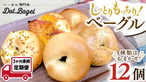 ベーグル 専門店 12個 おすすめ セット 定期便 パン 詰め合わせ 詰合せ 食べ比べ bagel 冷凍 食感 しっとり もっちり おしゃれ まとめ買い 【 3ヶ月 連続定期便 】《 種類おまかせ 》