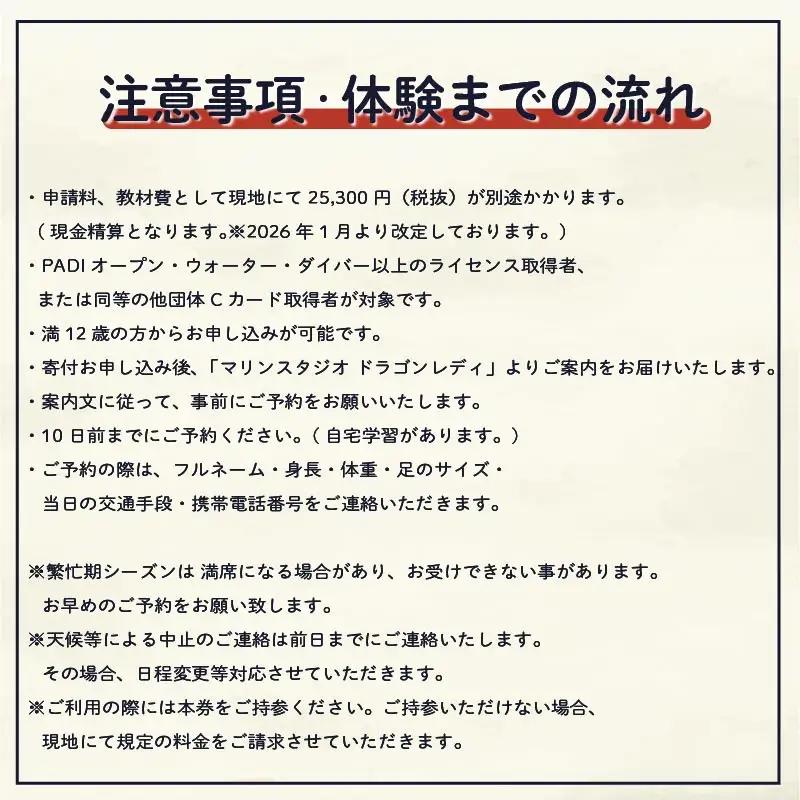 体験 チケット ダイビング アドバンスド オープン ウォーターコース 2日間 ダイビング