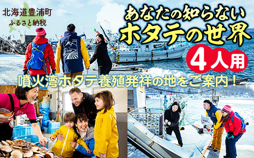 
            あなたの知らないホタテの世界（4人用）【 ふるさと納税 人気 おすすめ ランキング 体験 イベント ホタテ 見学 養殖 漁師 4人 北海道 豊浦町 送料無料 】 TYUL016
          