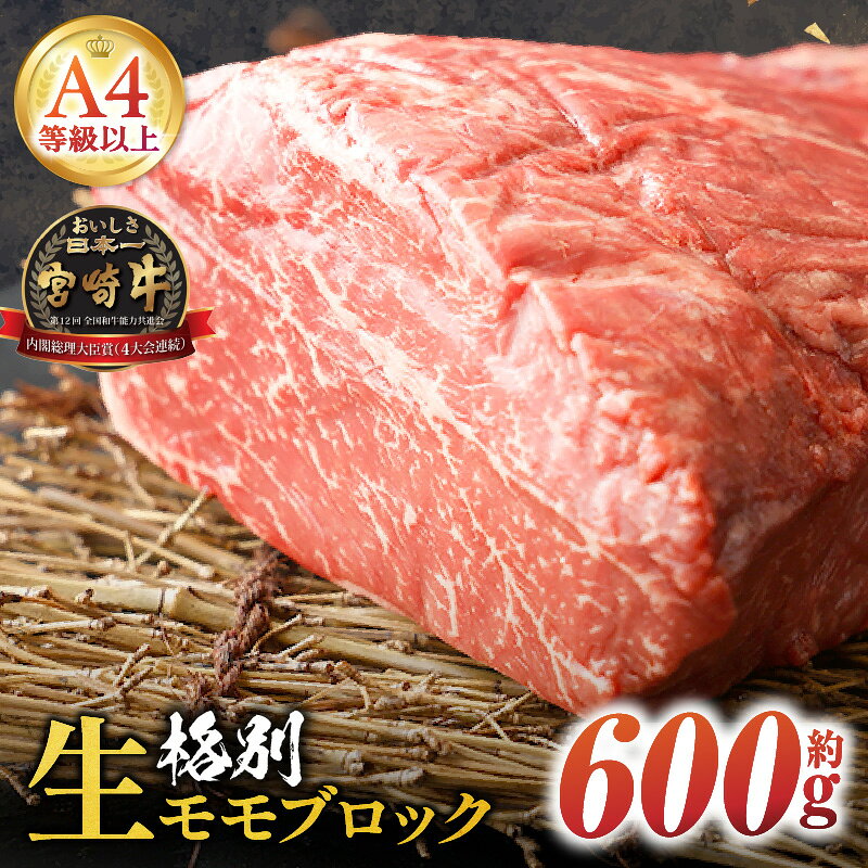【ふるさと納税】【数量限定】＜冷蔵・真空包装＞A4等級以上！宮崎牛モモブロック(約600g) 肉 精肉 牛 ふるさと お肉 おすすめ ブロック もも肉 モモブロック ブロック肉 国産 国産牛 牛肉 グルメ 宮崎 お取り寄せ 特産品 BBQ アウトドア 宮崎県 串間市 送料無料