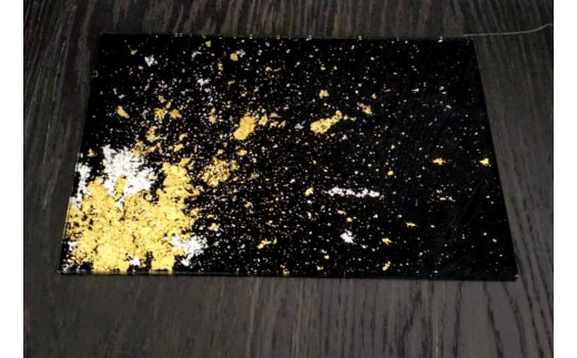 
ガラスプレートS（古代金箔漆黒）
