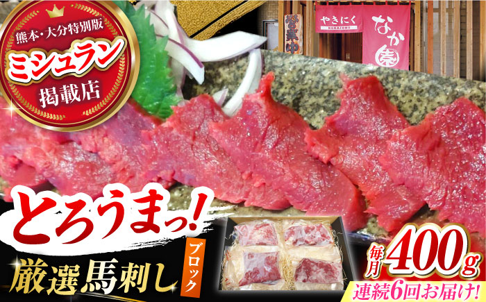 
            【6回定期便】熊本 馬刺し「なか園」赤身馬刺し 約400ｇ【有限会社スイートサプライなかぞの】 [ZBV075]
          