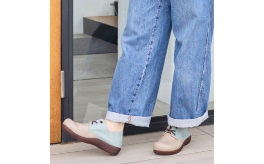 ゴム紐レースアップコンフォートシューズ｜グレーコンビ  3L(25.0cm) レディース スリッポン 幅広 甲高 外反母趾 ゆったり幅 大人気 靴