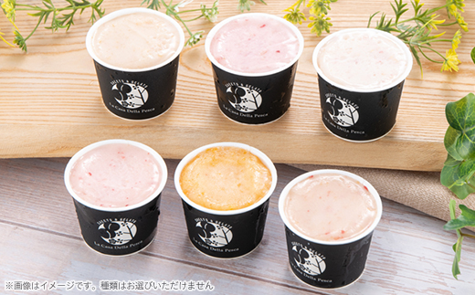 カフェラペスカのジェラート　6品種の桃の食べ比べ【配送不可地域：離島】