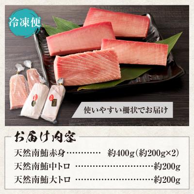 ふるさと納税 焼津市 『鮪の魚二』天然南鮪大トロ中トロ赤身約800gセット(a40-076) |  | 03