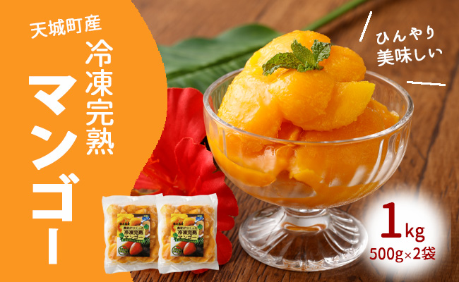 【鹿児島県天城町】天城町産 冷凍 完熟 マンゴー 1kg（500g×2袋） 冷凍マンゴー フルーツ