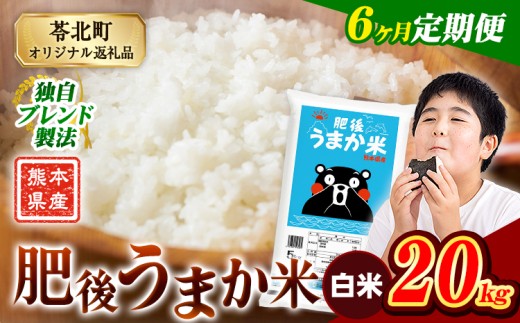 【6か月定期便】米 白米 熊本県産 肥後うまか米 20kg(5kg×4袋) 精米 こめ  コメ お米 おこめ ブレンド米《申込月の翌月から出荷開始》熊本県産  コメ お米 おこめ