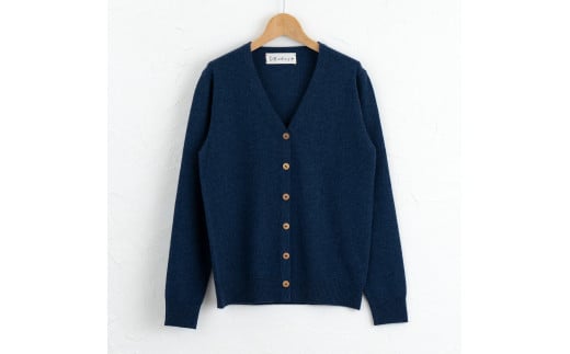 Vネック カーディガン  度詰（ブルー ）女性用サイズ:M(38)≪白田のカシミヤ≫