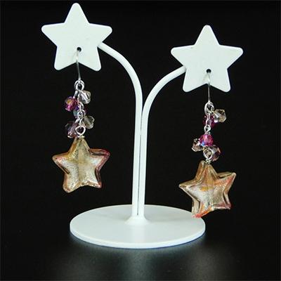 ふるさと納税 小山市 ベネチアンガラスビーズ 流星ピアス　(ピンク)