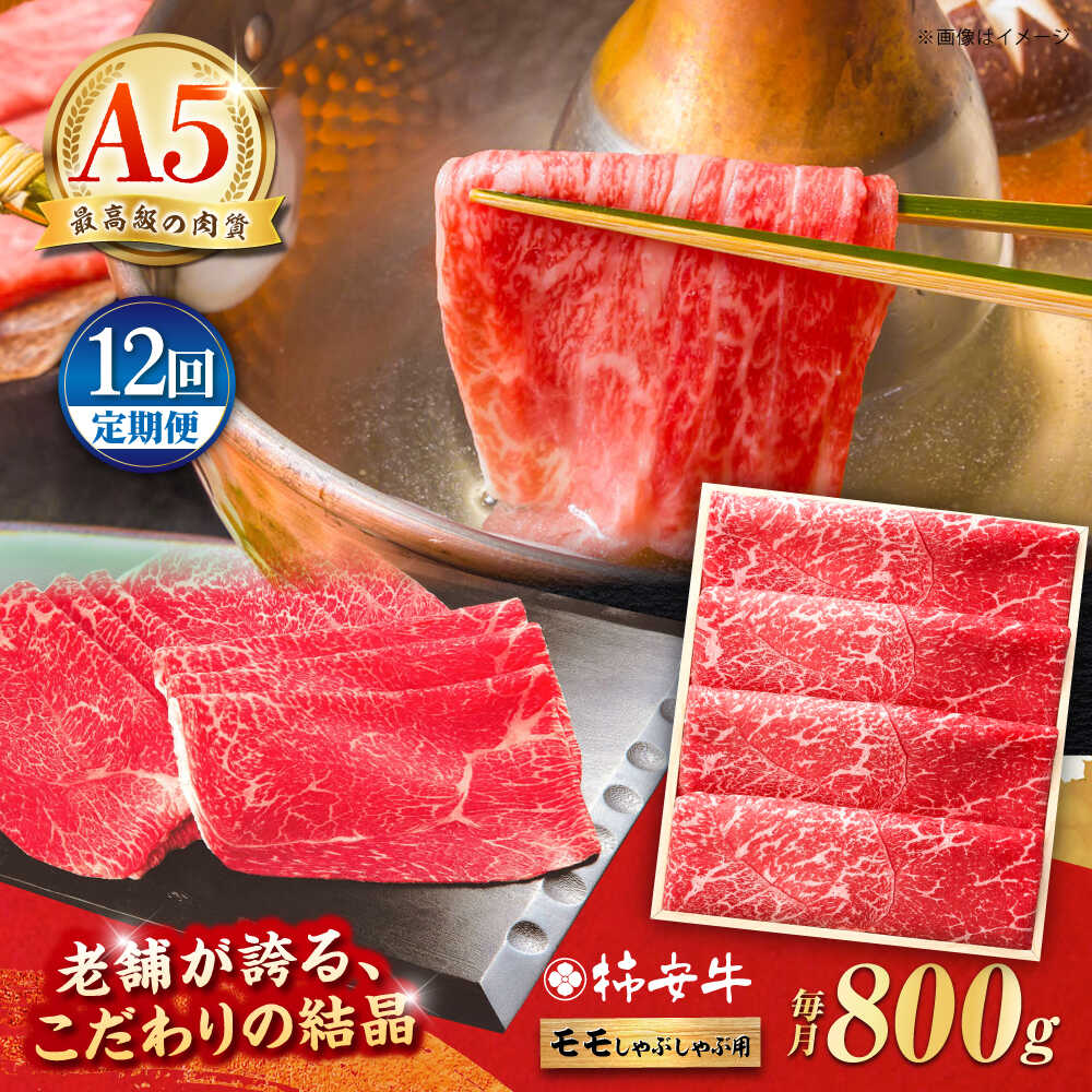 【ふるさと納税】【12回定期便】最高級A5等級 三重県産 黒毛和牛 柿安牛 モモ 800g /A5 国産牛 ブランド牛 牛肉 冷蔵 / 亀山市 / 柿安本店 [AMBW014]