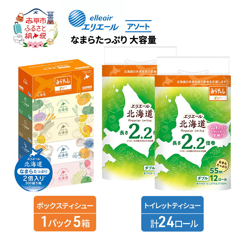 【ふるさと納税】エリエール 収納に便利 コンパクト 〈アソート〉 なまら たっぷり 大容量 トイレットペーパー ティッシュ トイレ ボックスティッシュ 単品 定期便 ひとり暮らし 紙 備蓄品 日用品 生活必需品 《入金翌月から出荷開始》