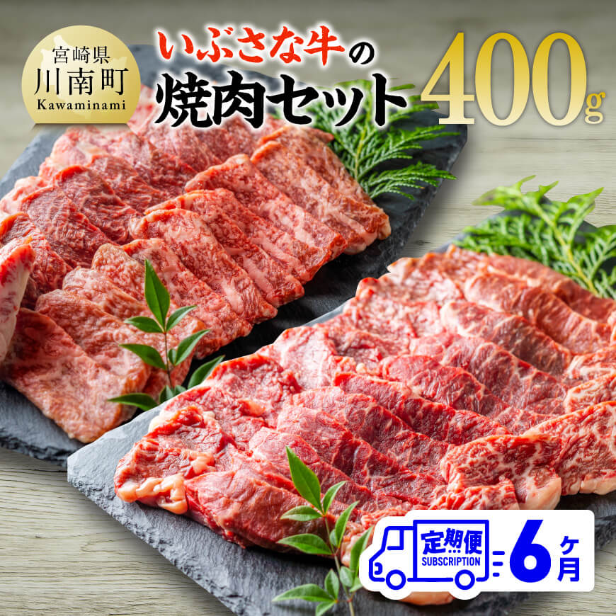 【ふるさと納税】※レビューキャンペーン※【6ヶ月定期便】いぶさな牛の焼肉セット400g - 宮崎県産 牛 切り落とし 黒毛和牛 定期便 D05306t6
