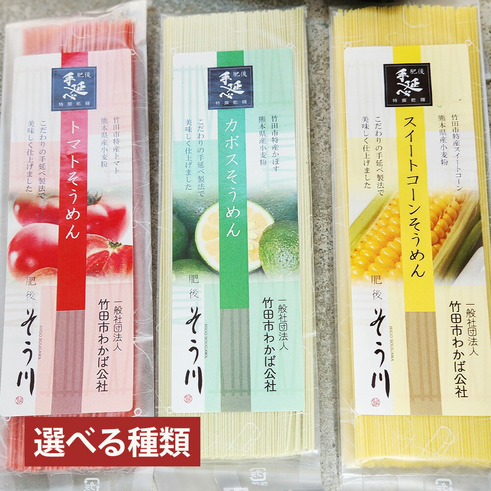 【ふるさと納税】＜選べる種類＞竹田3色そうめん スイートコーン・かぼす・トマト 3袋セット 計約270g（約90g×3袋） 素麵 そーめん 麵類 カボス 野菜 小麦粉 熊本県産 国産 九州 大分県 竹田市 送料無料