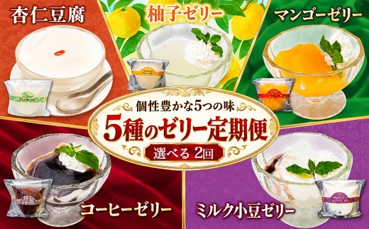 焼き菓子屋さんのこだわりゼリーアソート 定期便 ２回 5種 各１個 計10個 冷凍 柚子 マンゴー 杏仁豆腐 コーヒーゼリー ミルクあずきゼリー ゼリー スイーツ ジュレ デザート お菓子 手作り 洋菓子 ギフト おやつ 包装 贈答 贈り物 お取り寄せグルメ 高知県 須崎市