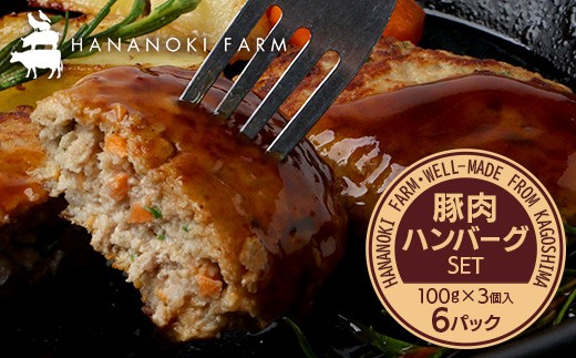 花の木農場 豚肉 ハンバーグ セット （100g×3個×6P） HK-4｜ 冷凍 ハンバーグ はんばーぐ パック 豚肉 国産 ひき肉 お弁当 おかず 惣菜 野菜入り 焼くだけ お弁当 手作り 小分け ハイポー豚 ノウフク 農福連携 鹿児島県 南大隅町 第2花の木ファーム