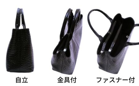  女性用 牛革 クロコ型押し バッグ ＜ブラック・ネイビー・ベージュ・スカイブルー＞ 通勤 カバン 撥水加工 牛革製品 型崩れしない 通勤バッグ 外側ファスナーポケット 装備完全 自立型  スカイブル
